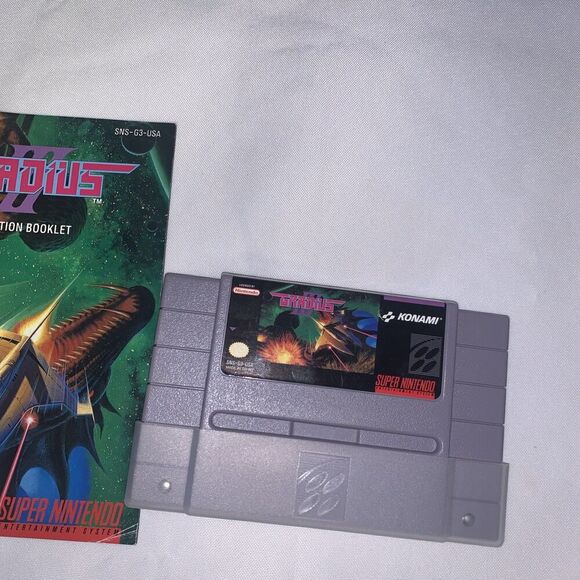 vintage video game Gradius III(Super Nintendo SNES,1991) CIB w/booklet No Poster - Picture 8 of 8